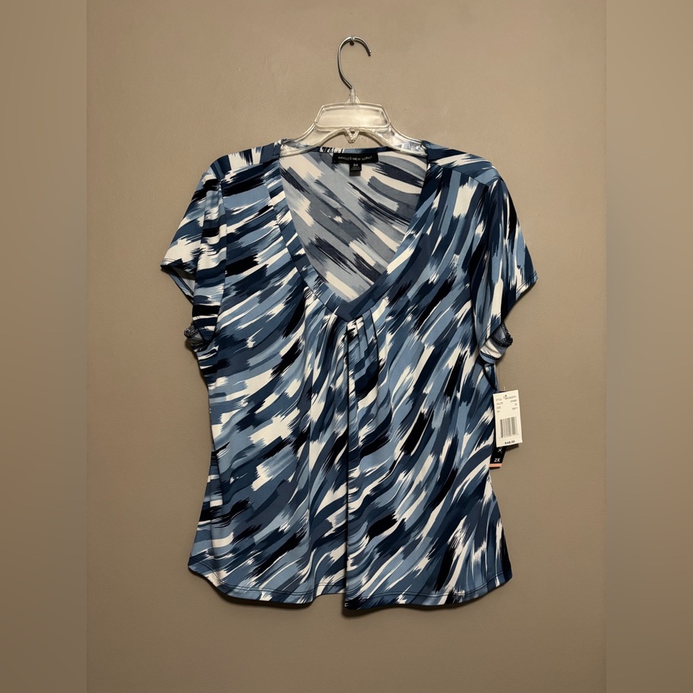 Briggs New York Women’s Blue Shirt Short Sleeve Size 2X NWT